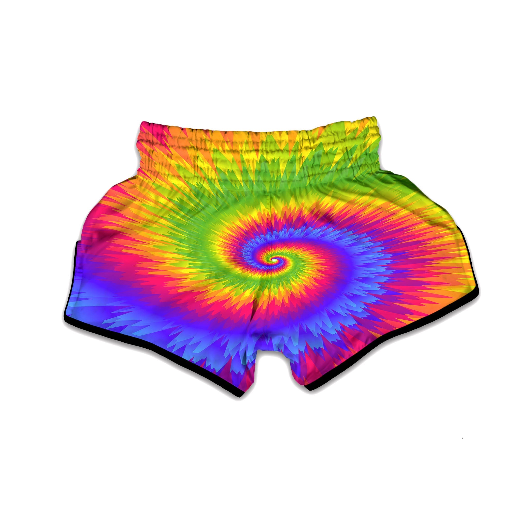 Swirl Rainbow Psychedelic Print Muay Thai Boxing Shorts-grizzshop