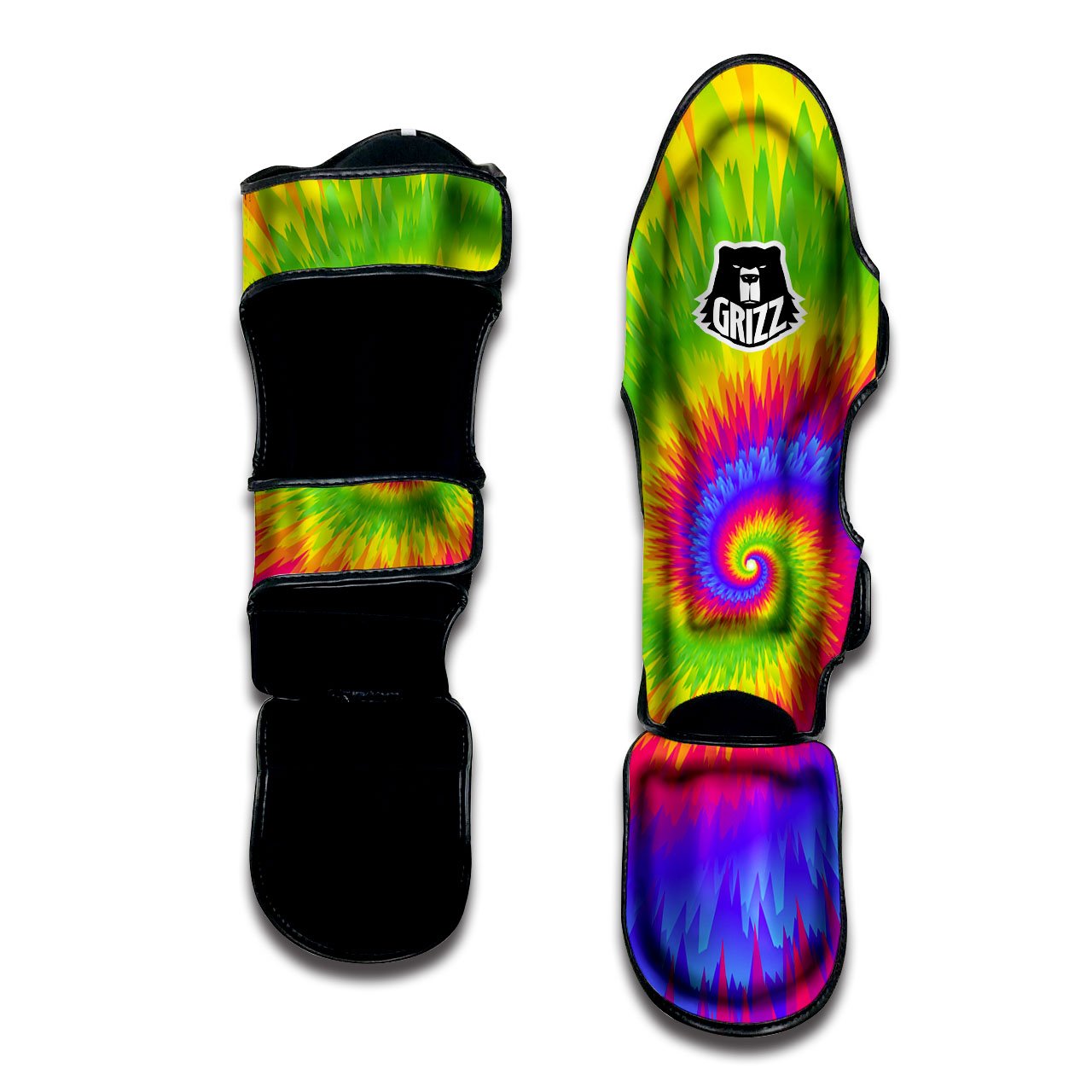 Swirl Rainbow Psychedelic Print Muay Thai Shin Guards-grizzshop