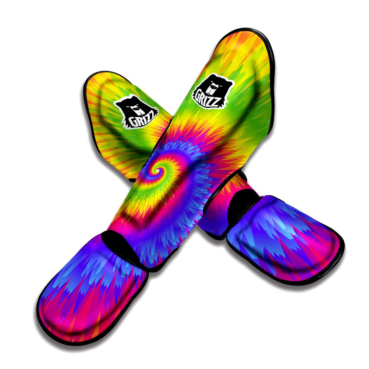 Swirl Rainbow Psychedelic Print Muay Thai Shin Guards-grizzshop
