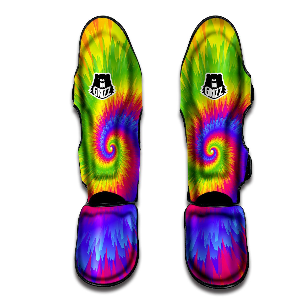 Swirl Rainbow Psychedelic Print Muay Thai Shin Guards-grizzshop