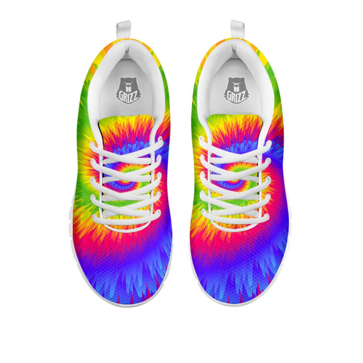 Swirl Rainbow Psychedelic Print White Sneaker-grizzshop