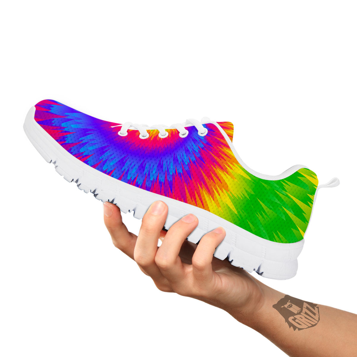Swirl Rainbow Psychedelic Print White Sneaker-grizzshop