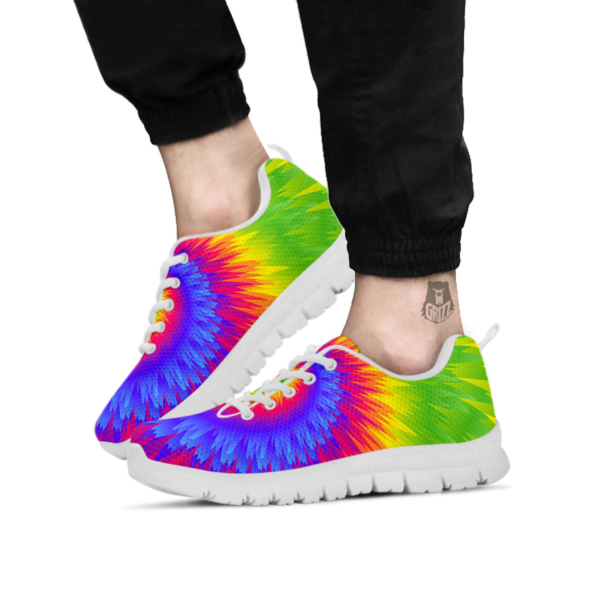 Swirl Rainbow Psychedelic Print White Sneaker-grizzshop