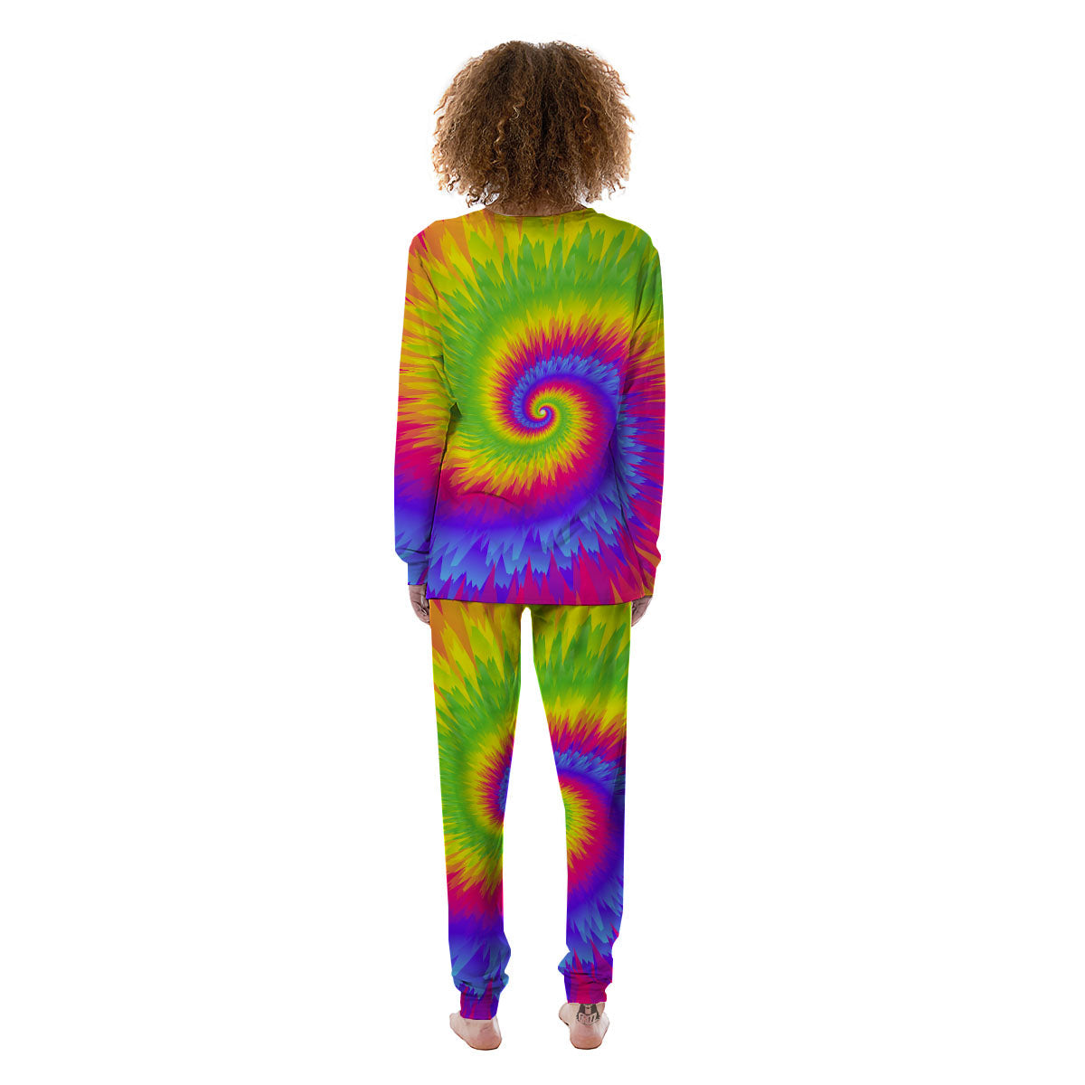 Swirl Rainbow Psychedelic Print Women's Pajamas-grizzshop