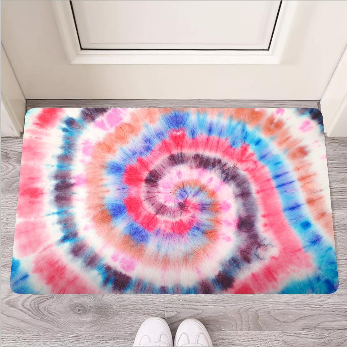 Swirl Rainbow Tie Dye Door Mat-grizzshop