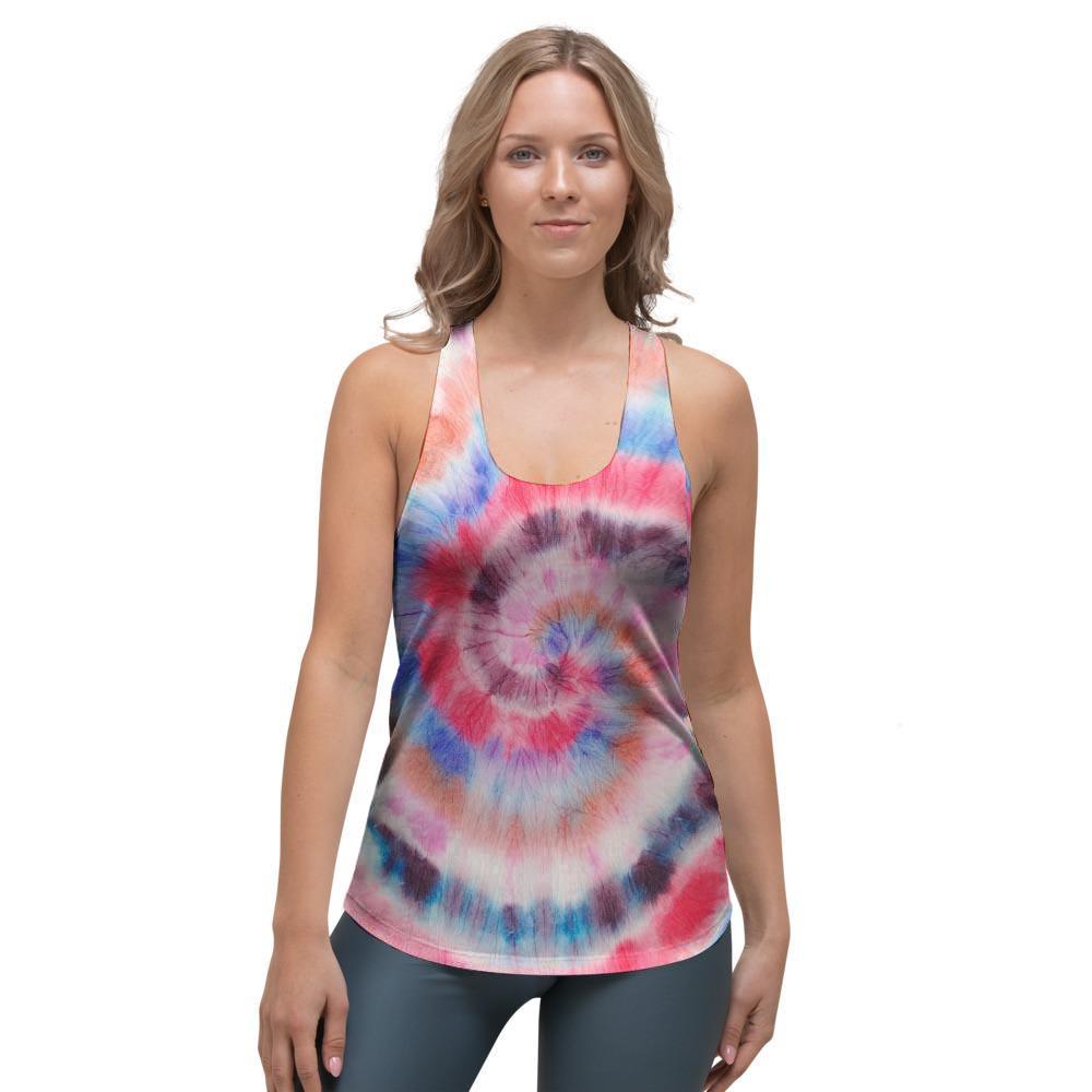 Swirl Rainbow Tie Dye Women's Racerback Tank Top-grizzshop