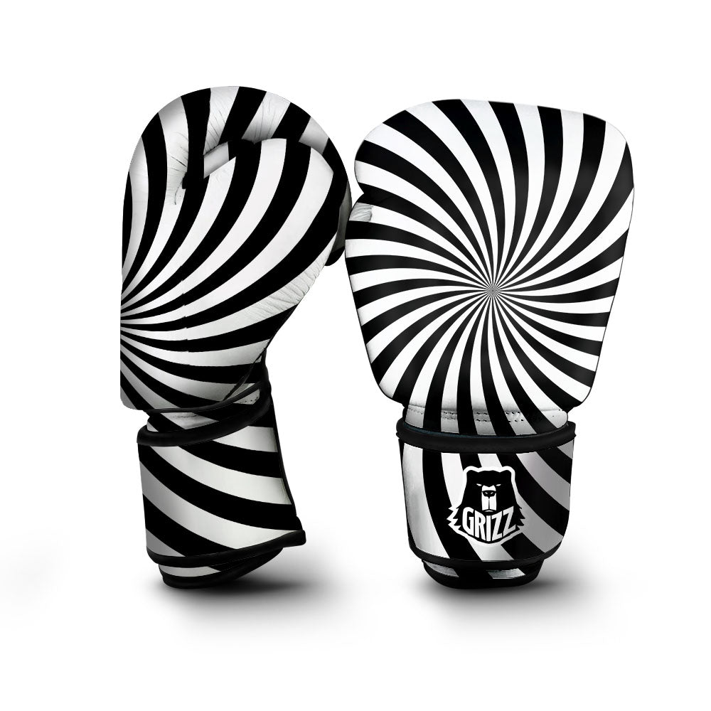 Swirl White And Black Print Boxing Gloves-grizzshop
