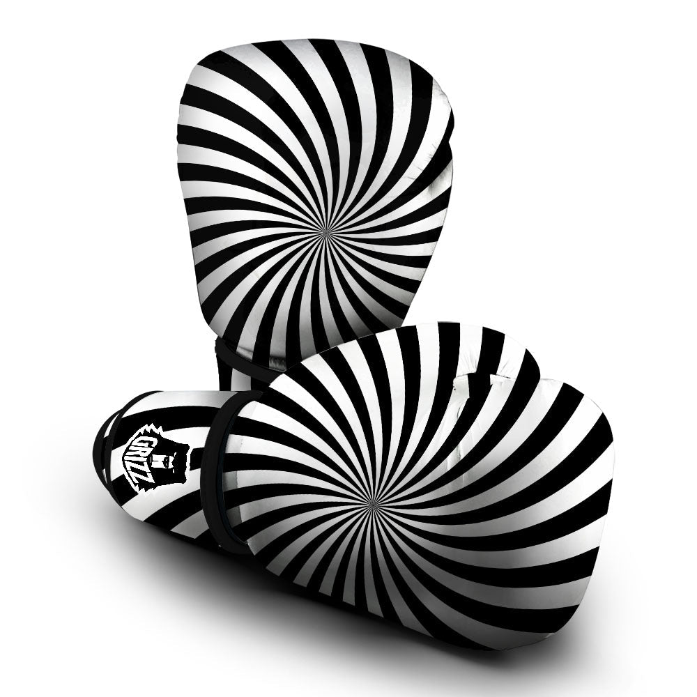 Swirl White And Black Print Boxing Gloves-grizzshop