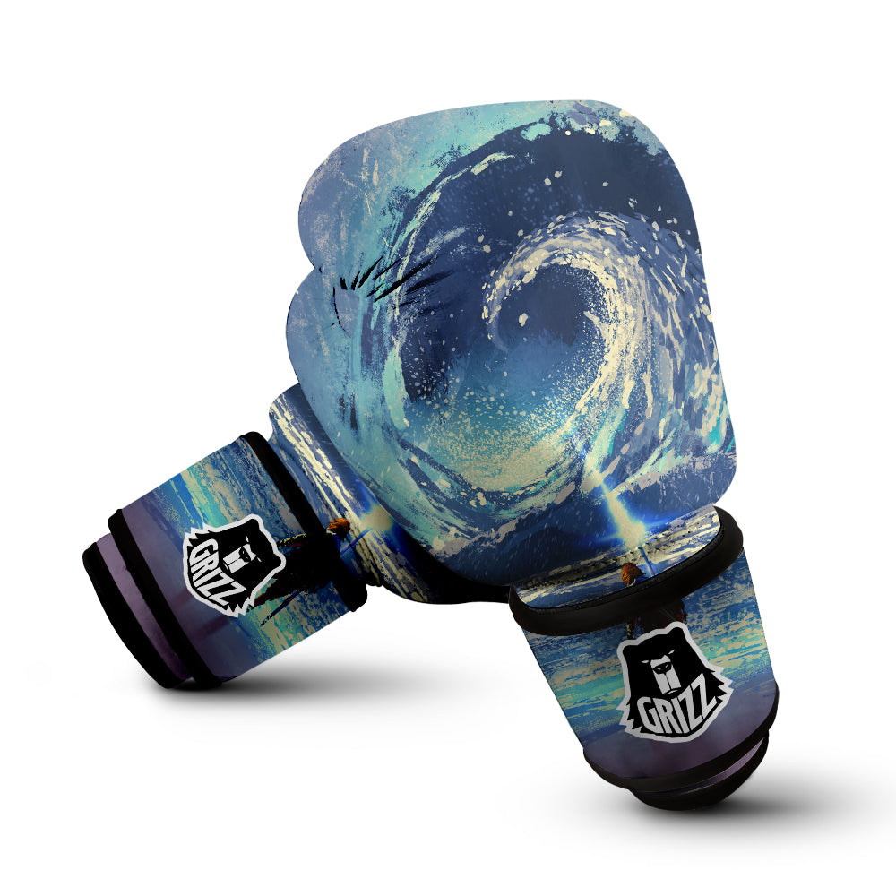 Swirling Sea Watercolor Print Boxing Gloves-grizzshop