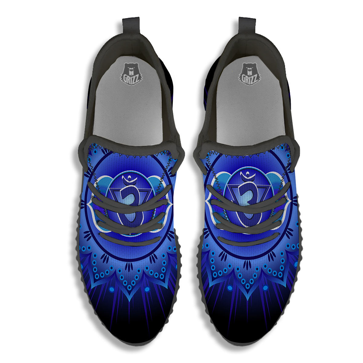 Symbol Ajna Chakra Print Black Walking Shoes-grizzshop
