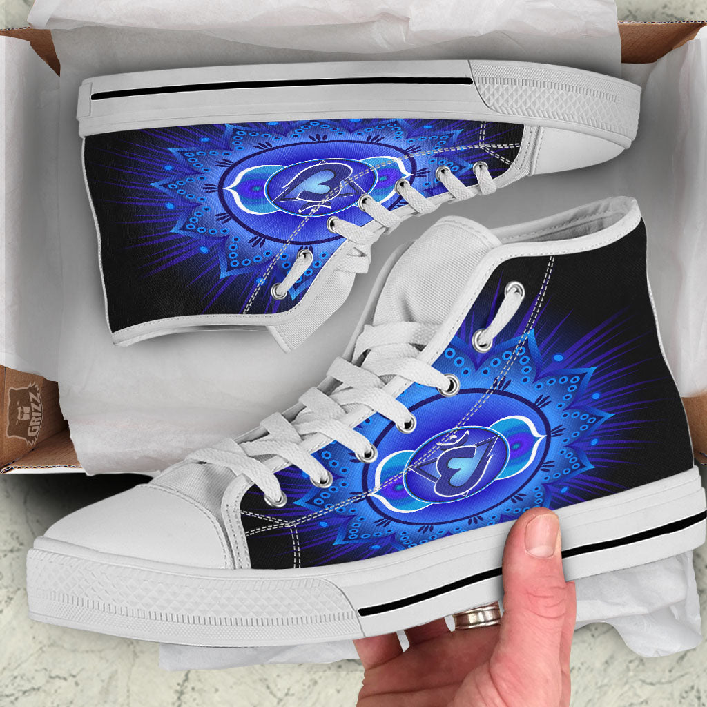 Symbol Ajna Chakra Print White High Top Shoes-grizzshop