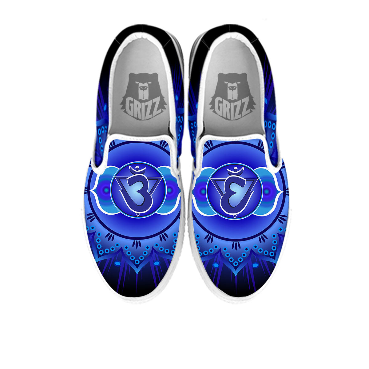 Symbol Ajna Chakra Print White Slip On Shoes-grizzshop