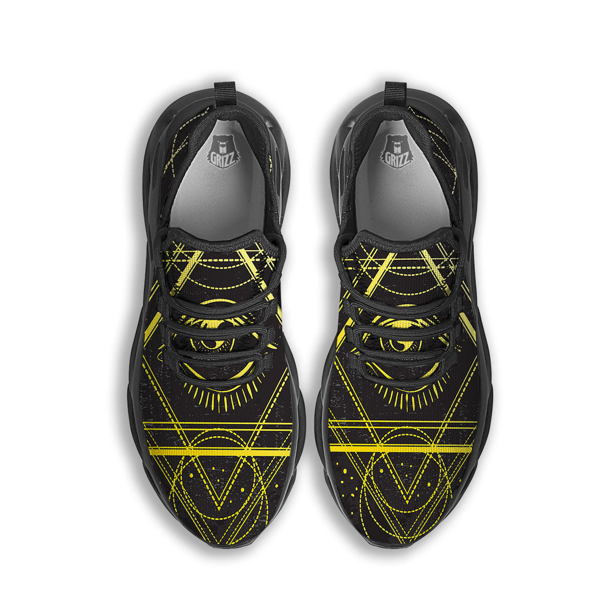 Symbol All Seeing Eye Print Black Running Shoes-grizzshop