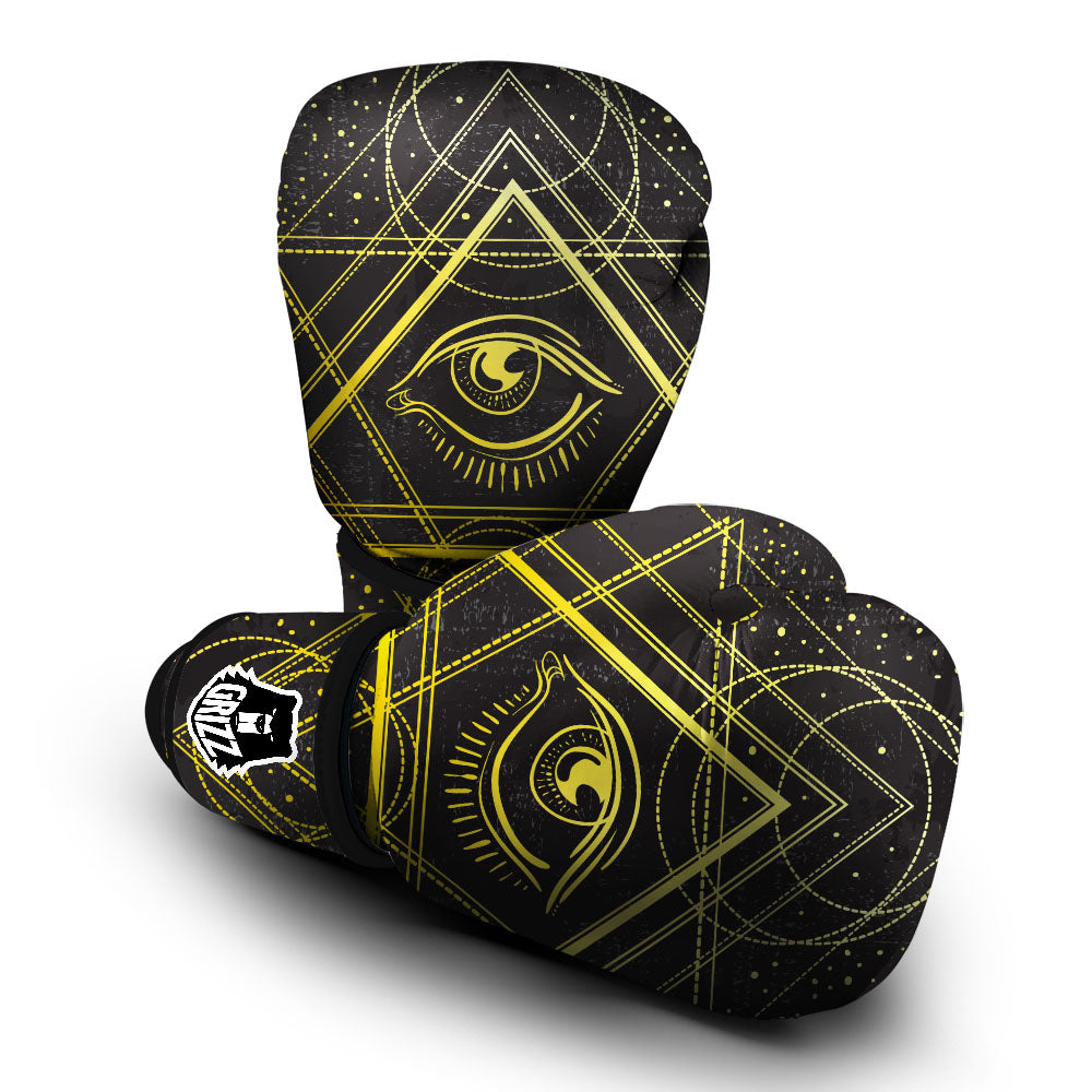 Symbol All Seeing Eye Print Boxing Gloves-grizzshop