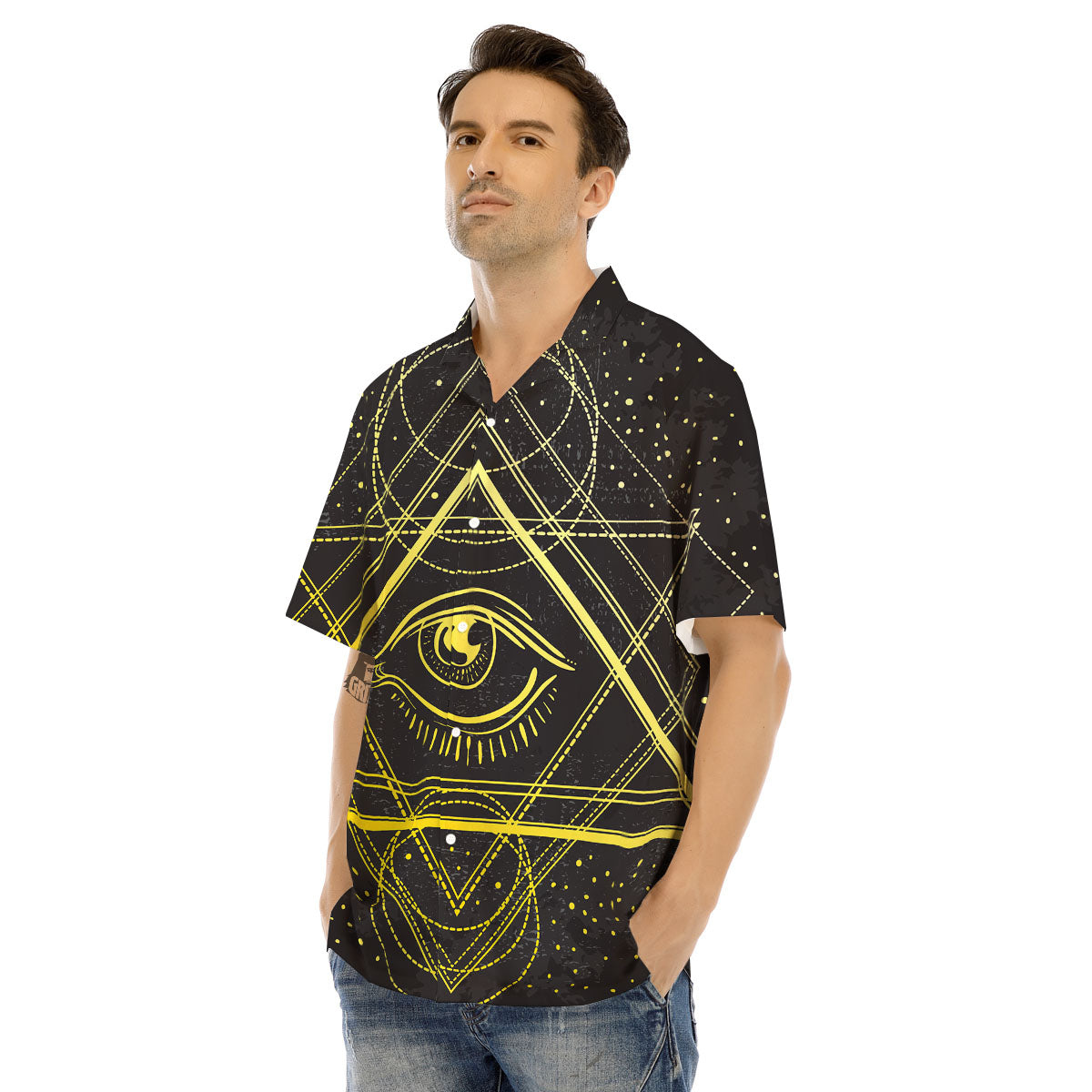 Symbol All Seeing Eye Print Men's Hawaiian Shirt-grizzshop