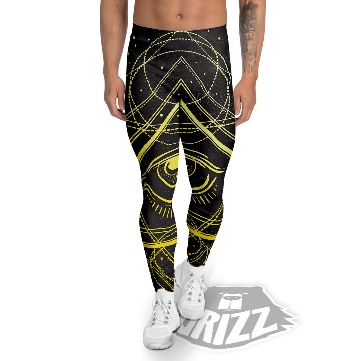 Symbol All Seeing Eye Print Men's Leggings-grizzshop