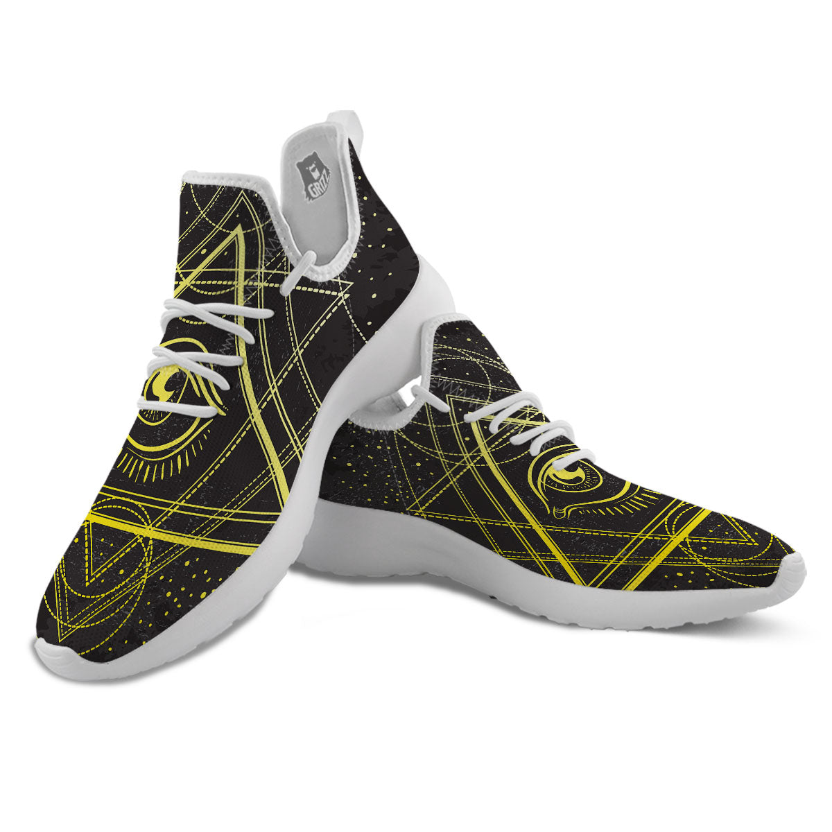 Symbol All Seeing Eye Print White Athletic Shoes-grizzshop