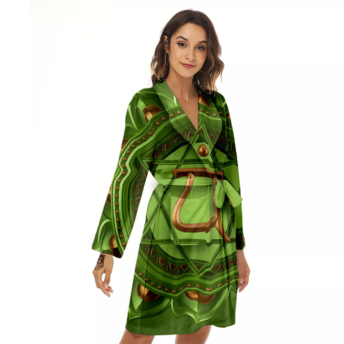 Symbol Anahata Chakra Print Women's Robe-grizzshop