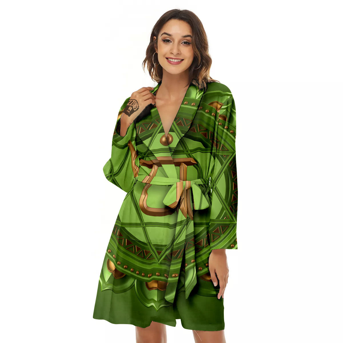 Symbol Anahata Chakra Print Women's Robe-grizzshop