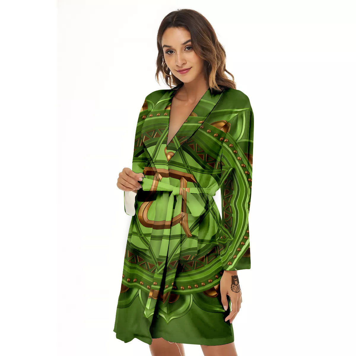 Symbol Anahata Chakra Print Women's Robe-grizzshop