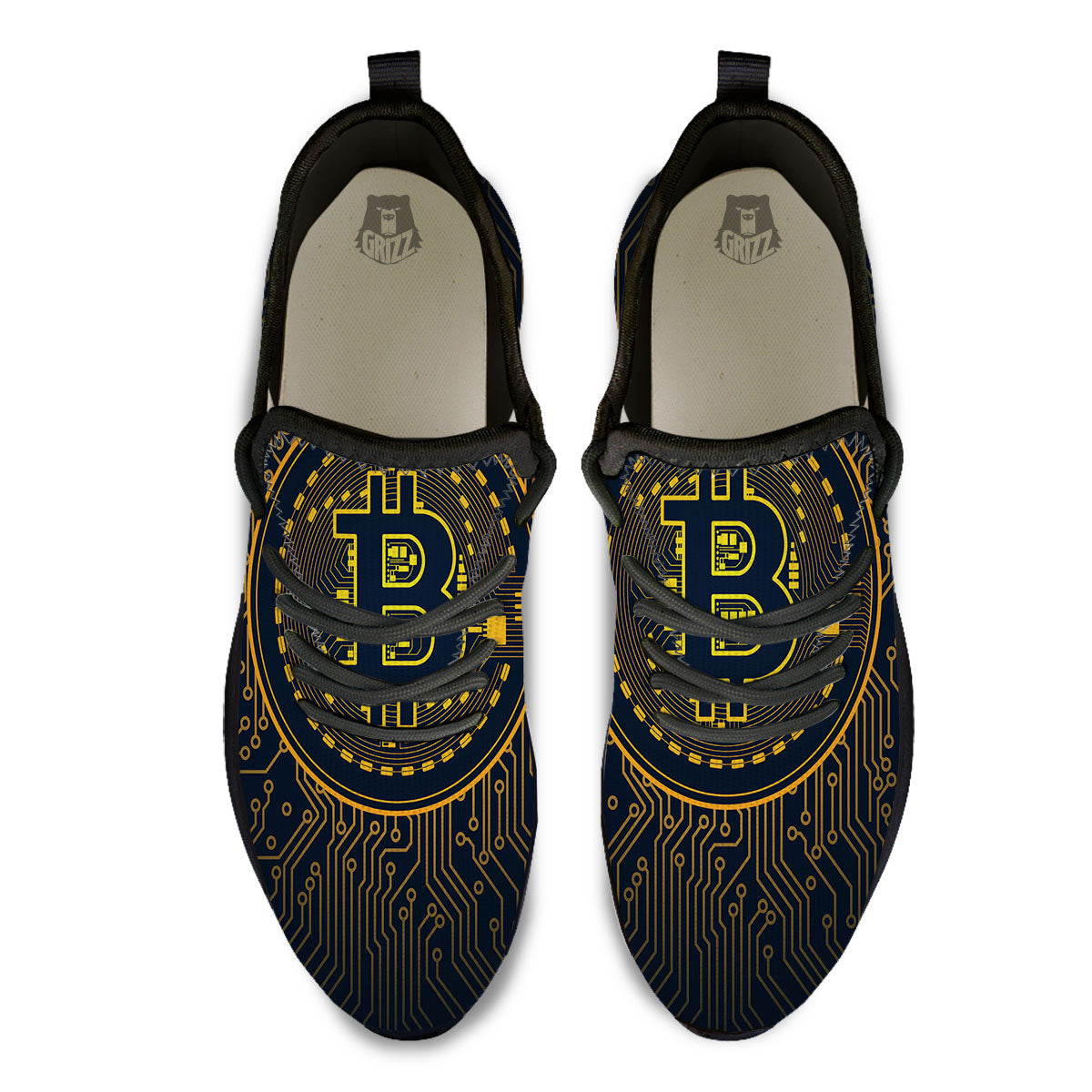Symbol Bitcoin Crypto Print Black Athletic Shoes-grizzshop