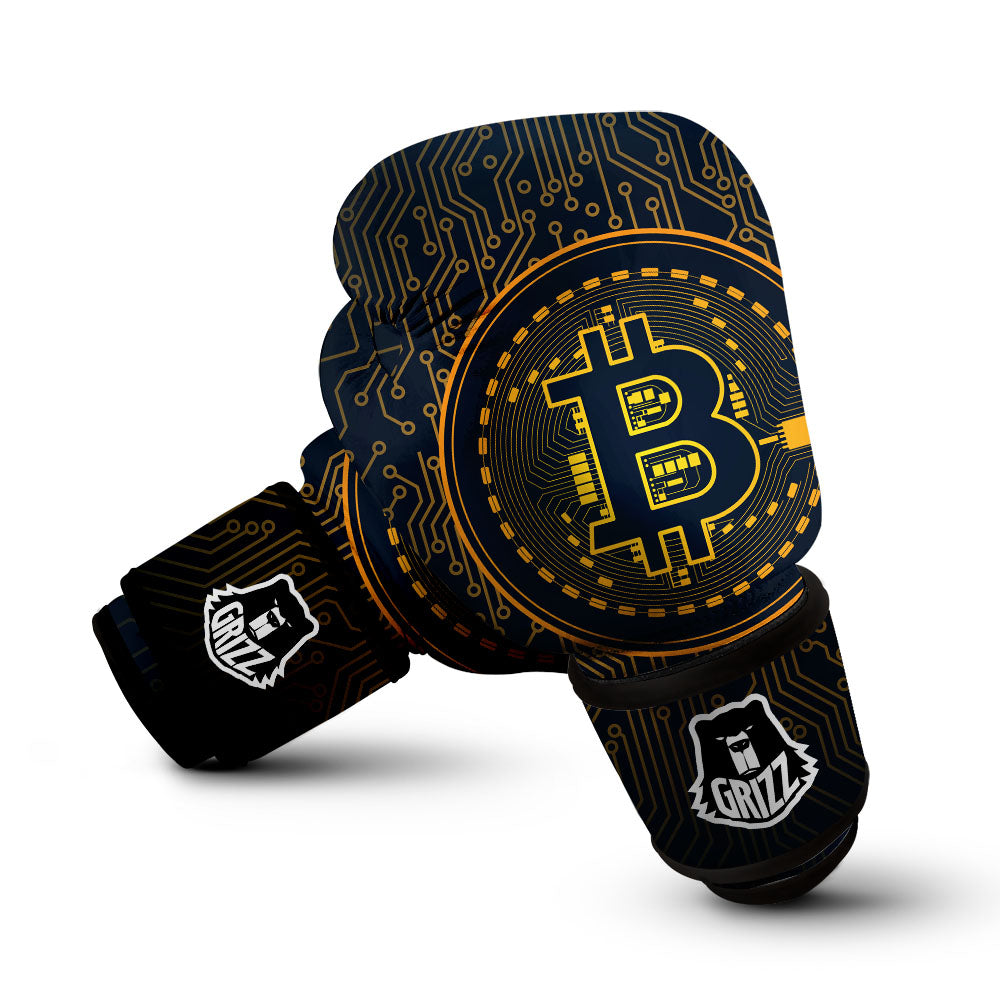 Symbol Bitcoin Crypto Print Boxing Gloves-grizzshop