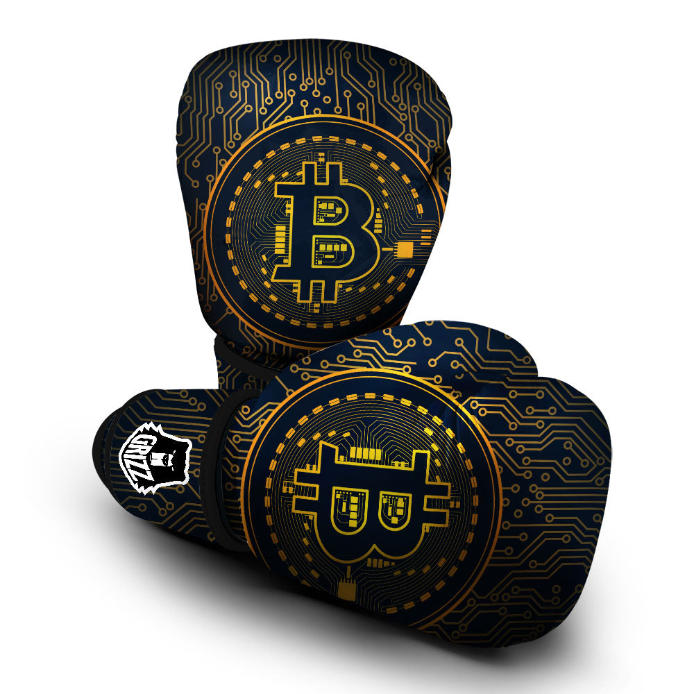 Symbol Bitcoin Crypto Print Boxing Gloves-grizzshop
