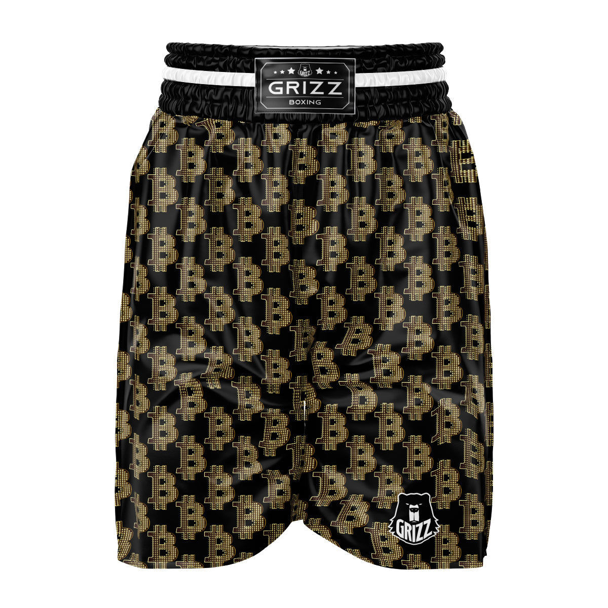 Symbol Bitcoin Print Pattern Boxing Shorts-grizzshop