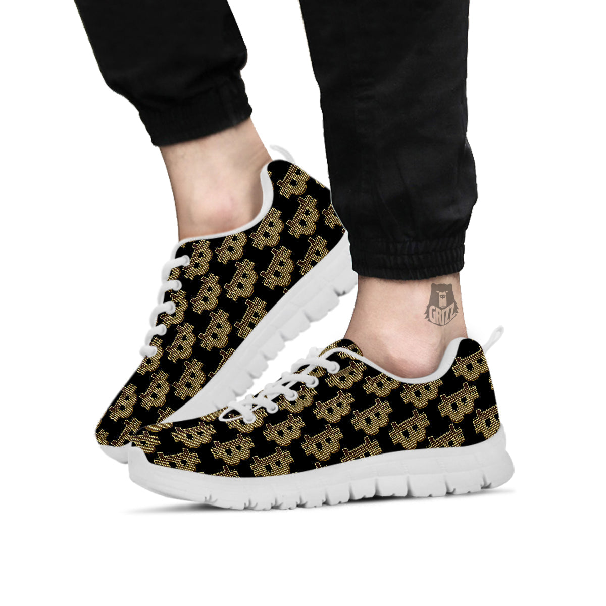 Symbol Bitcoin Print Pattern White Sneaker-grizzshop