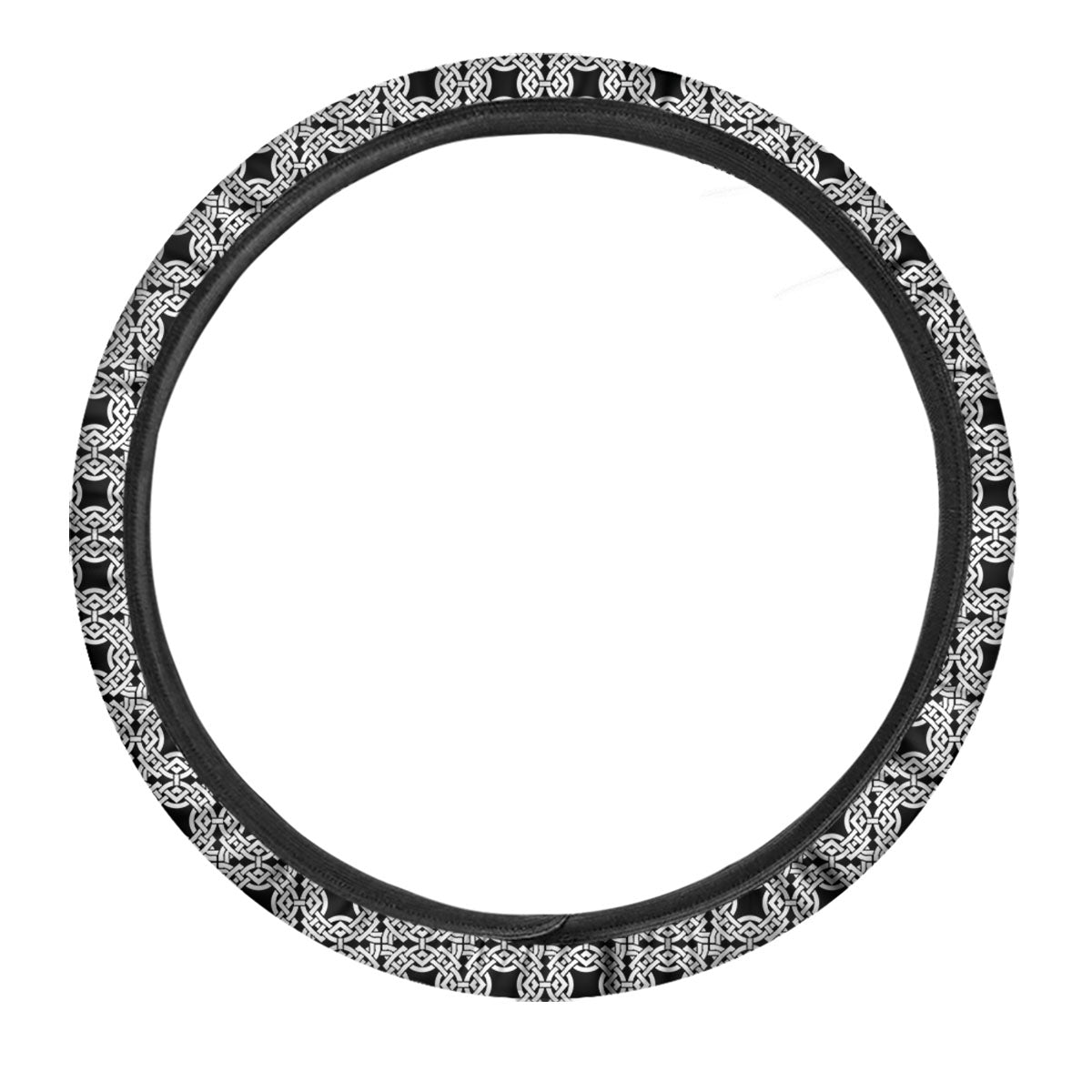 Symbol Black Celtic Print Pattern Car Steering Wheel Cover-grizzshop