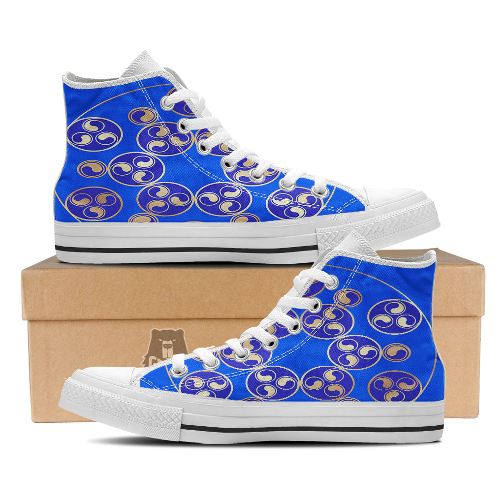 Symbol Blue Celtic Print White High Top Shoes-grizzshop