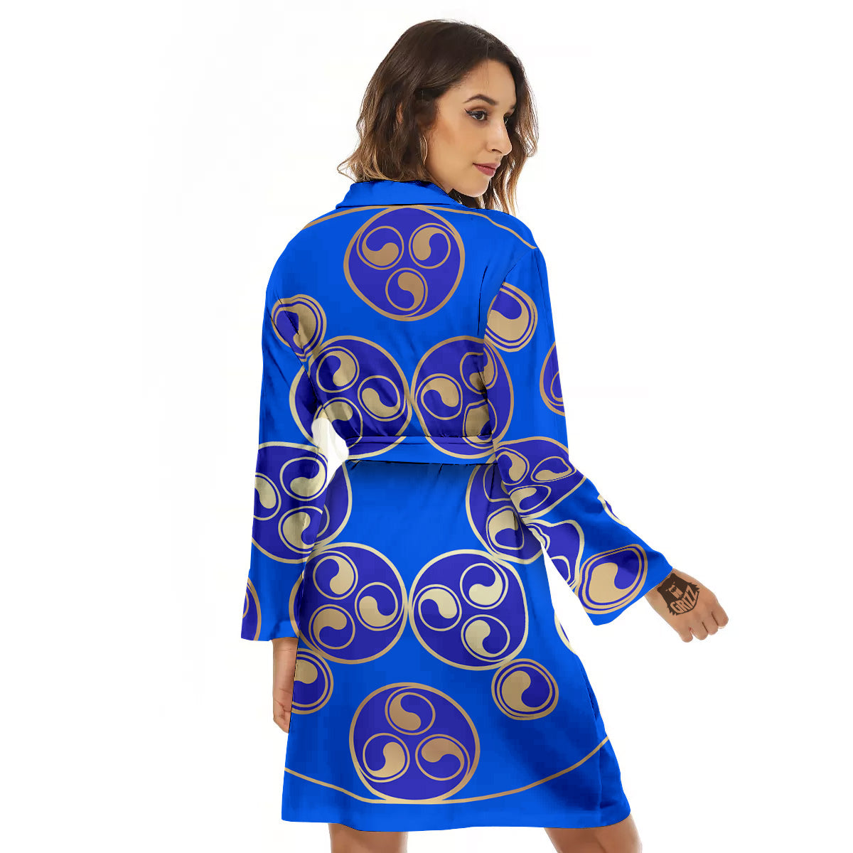 Symbol Blue Celtic Print Women's Robe-grizzshop
