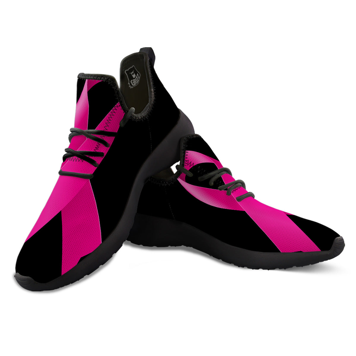 Symbol Breast Cancer Awareness Print Black Athletic Shoes-grizzshop