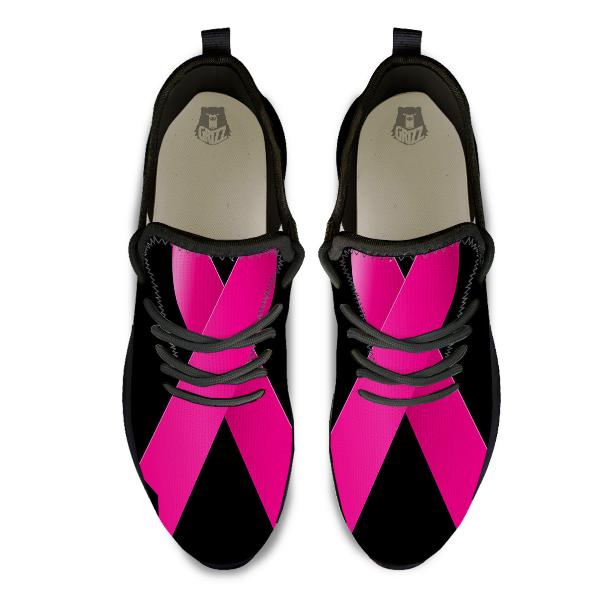 Symbol Breast Cancer Awareness Print Black Athletic Shoes-grizzshop