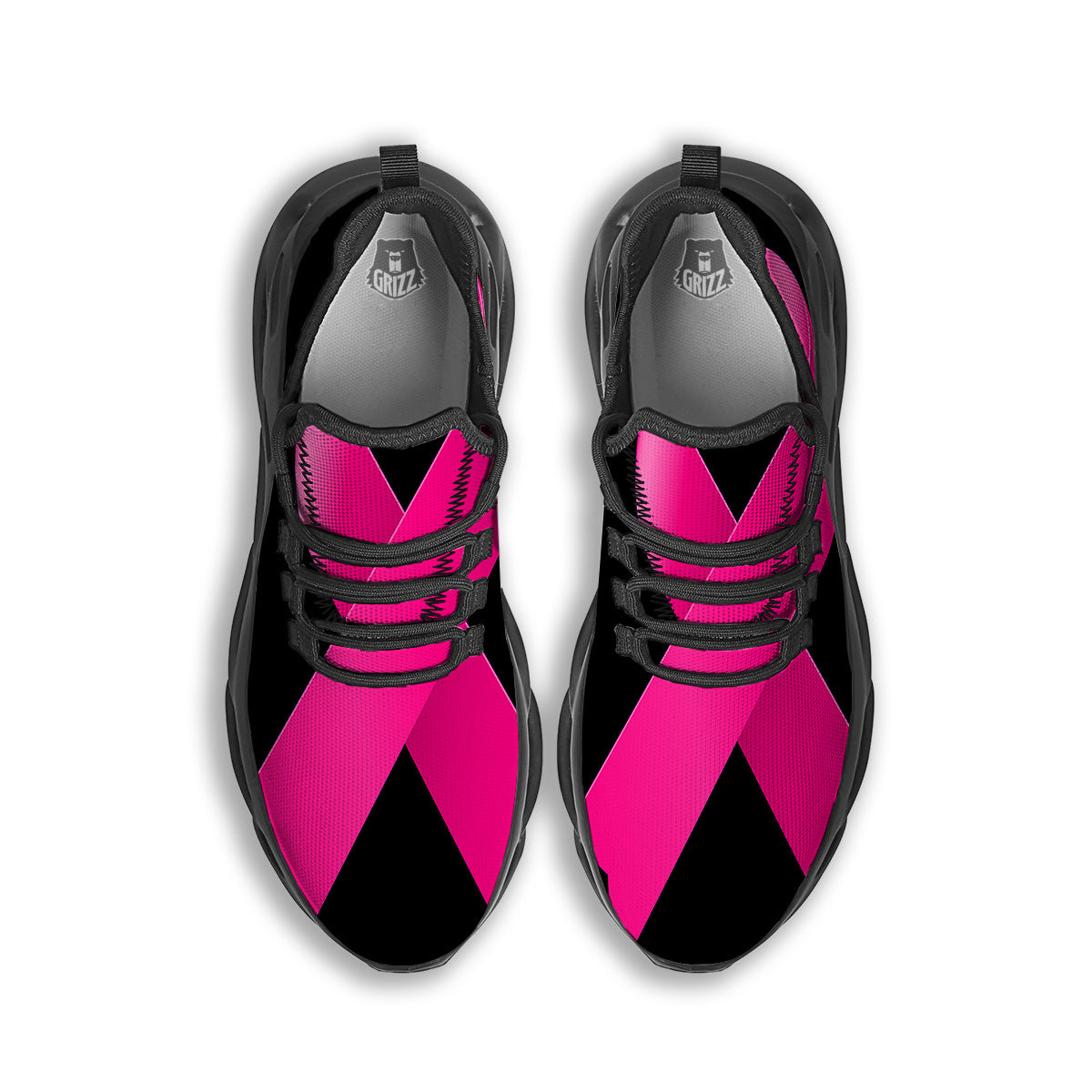 Symbol Breast Cancer Awareness Print Black Running Shoes-grizzshop