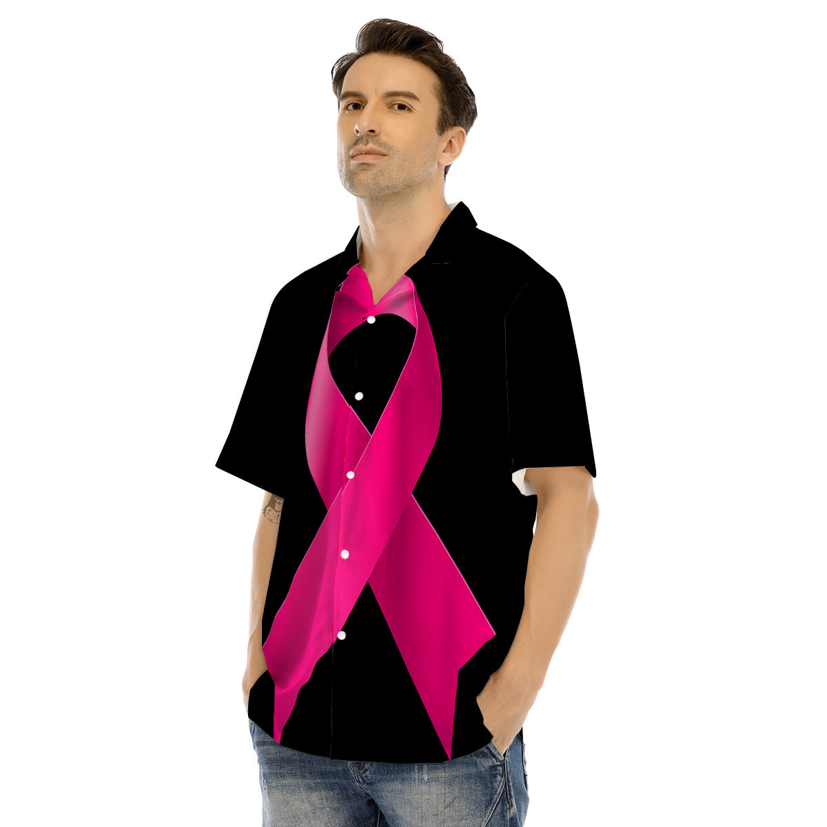 Symbol Breast Cancer Awareness Print Men's Hawaiian Shirt-grizzshop