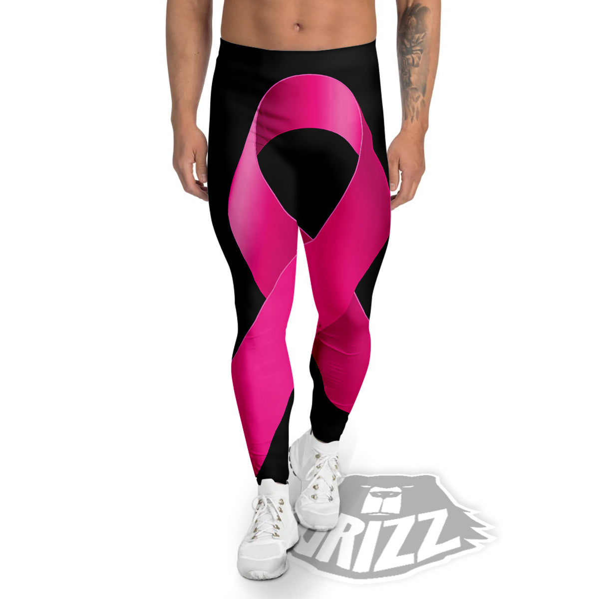 Symbol Breast Cancer Awareness Print Men's Leggings-grizzshop