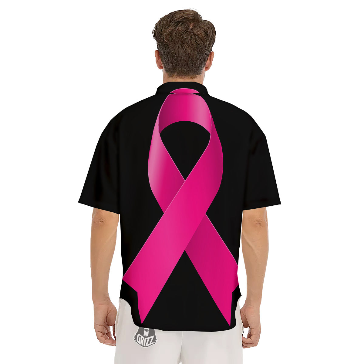 Symbol Breast Cancer Awareness Print Men's Short Sleeve Shirts-grizzshop