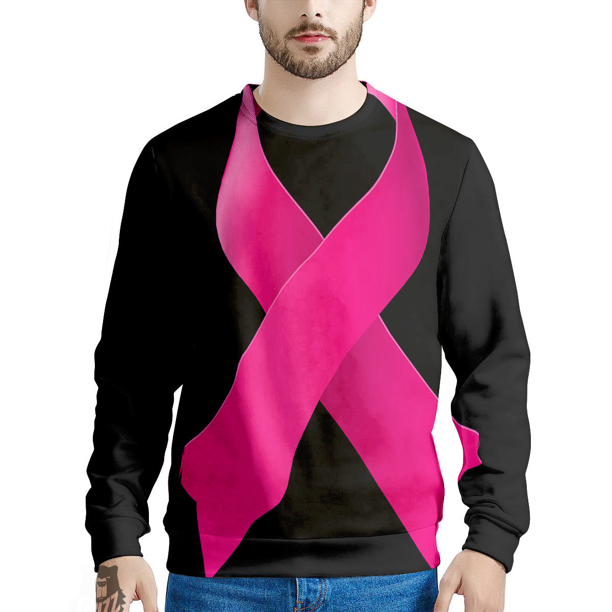 Symbol Breast Cancer Awareness Print Men's Sweatshirt-grizzshop