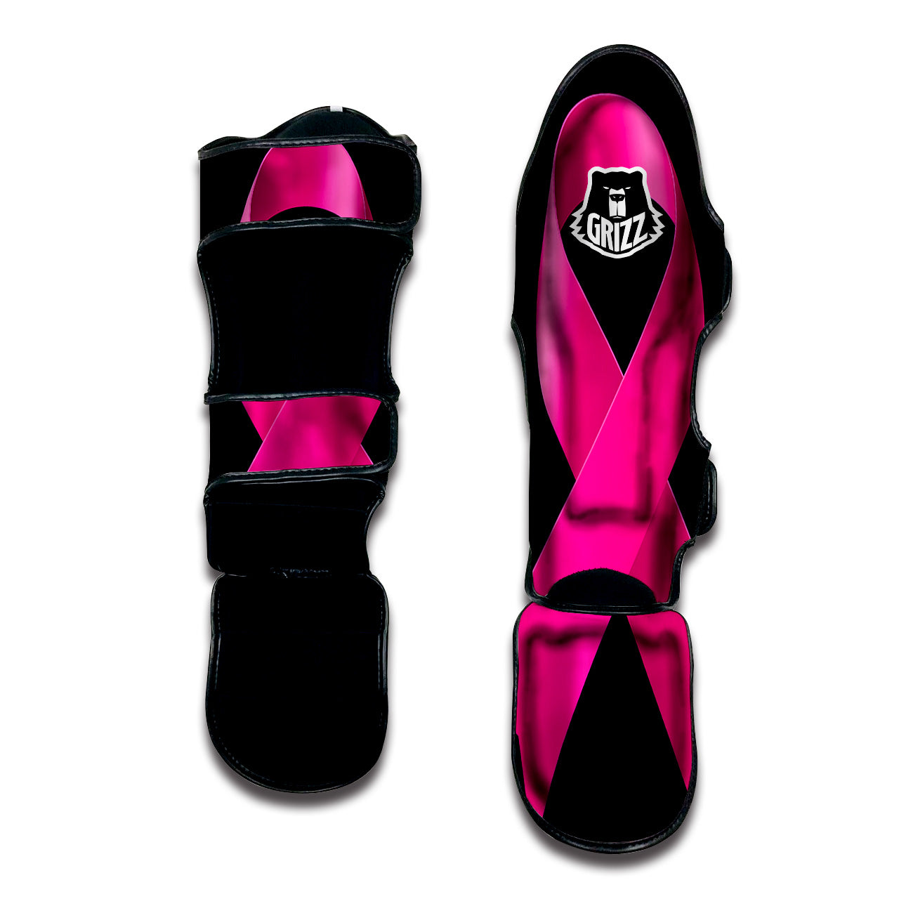 Symbol Breast Cancer Awareness Print Muay Thai Shin Guards-grizzshop