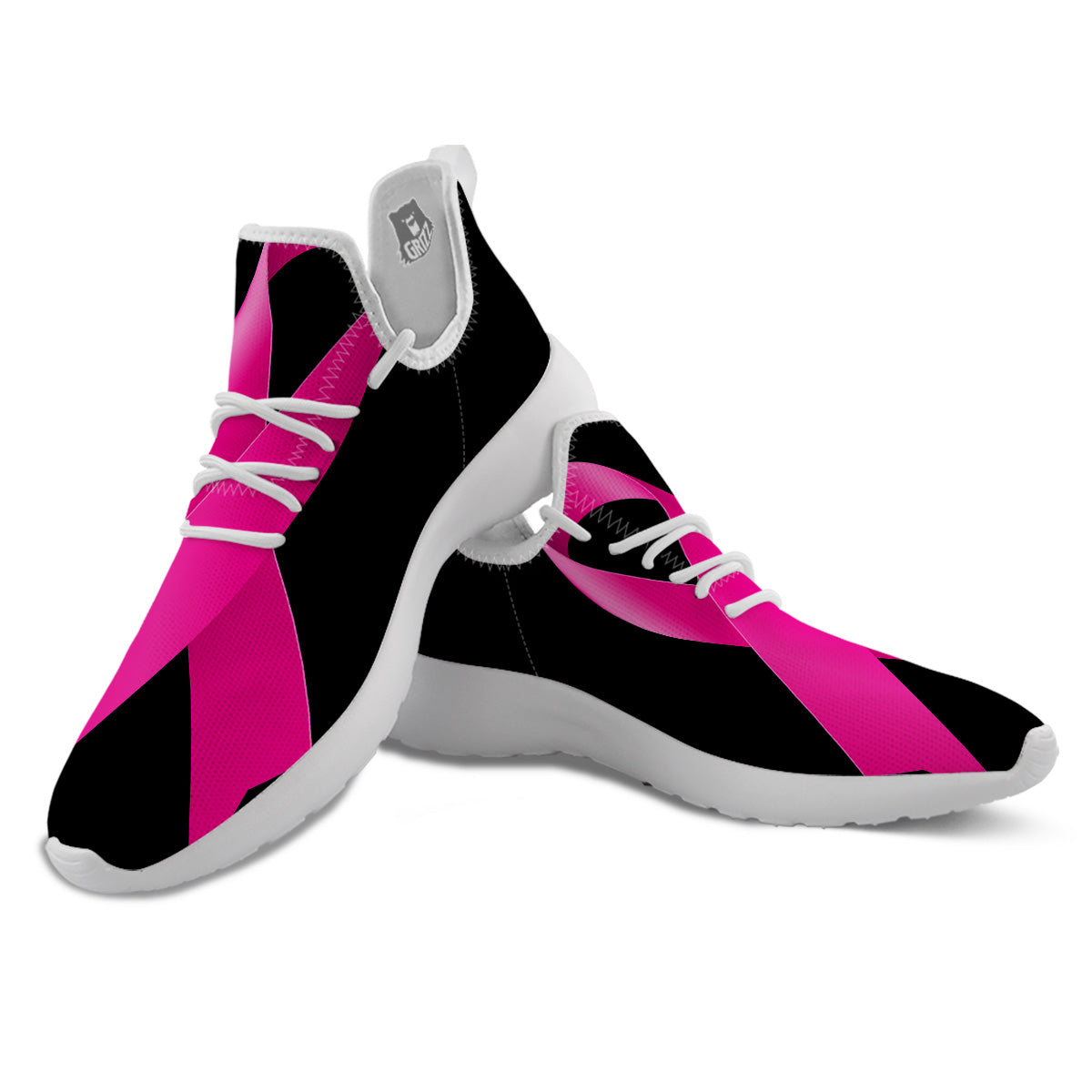 Symbol Breast Cancer Awareness Print White Athletic Shoes-grizzshop