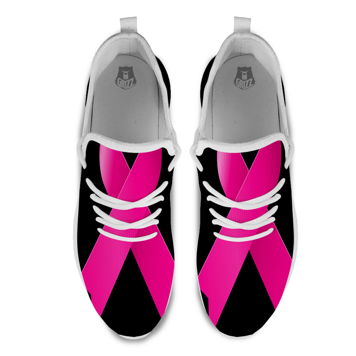 Symbol Breast Cancer Awareness Print White Athletic Shoes-grizzshop
