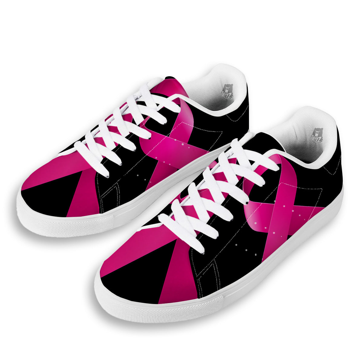 Symbol Breast Cancer Awareness Print White Low Top Sneakers-grizzshop