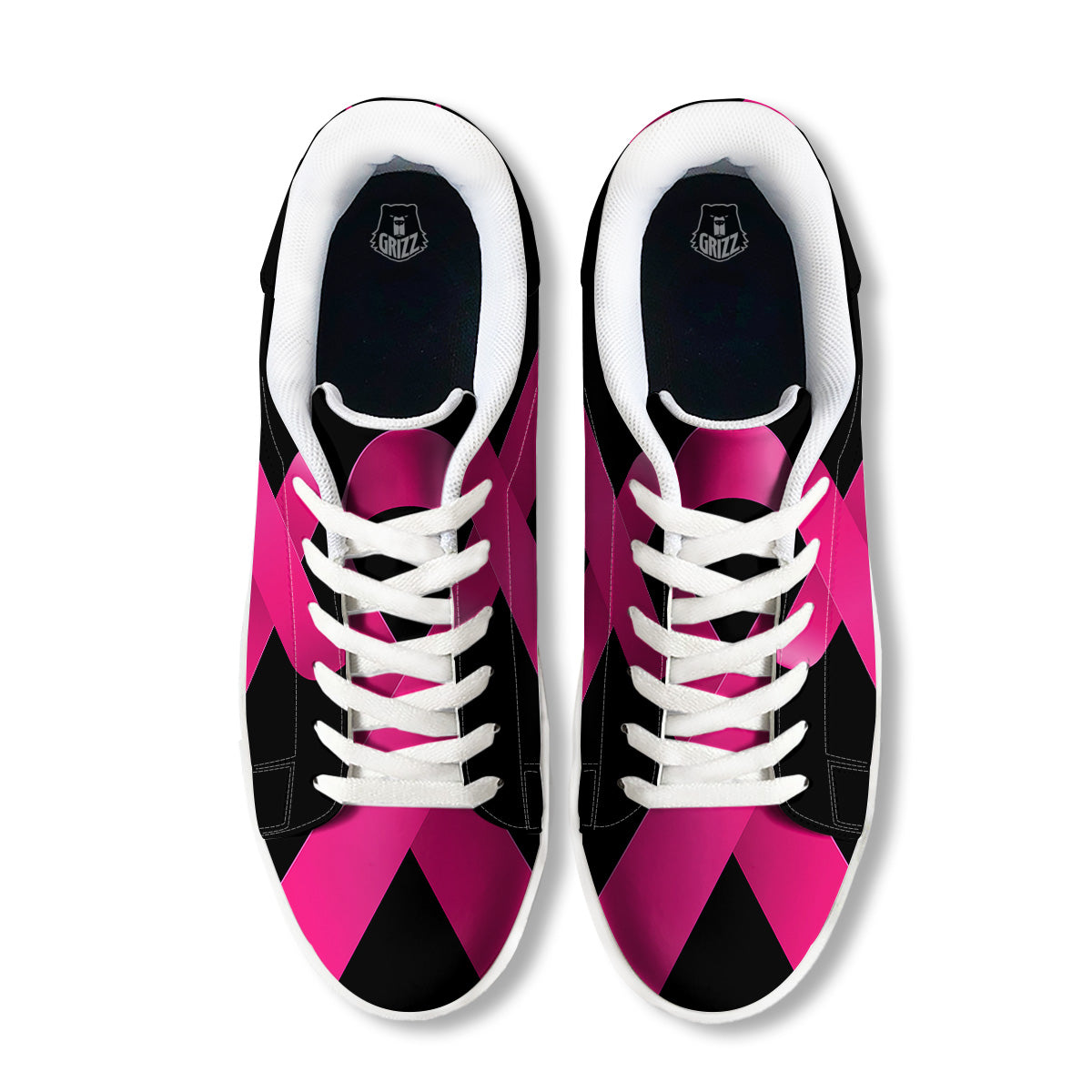 Symbol Breast Cancer Awareness Print White Low Top Sneakers-grizzshop
