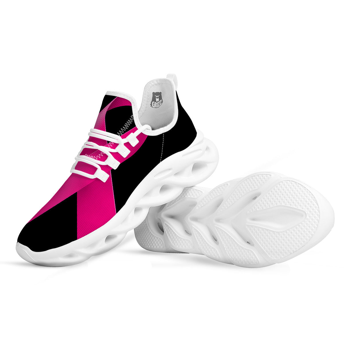 Symbol Breast Cancer Awareness Print White Running Shoes-grizzshop