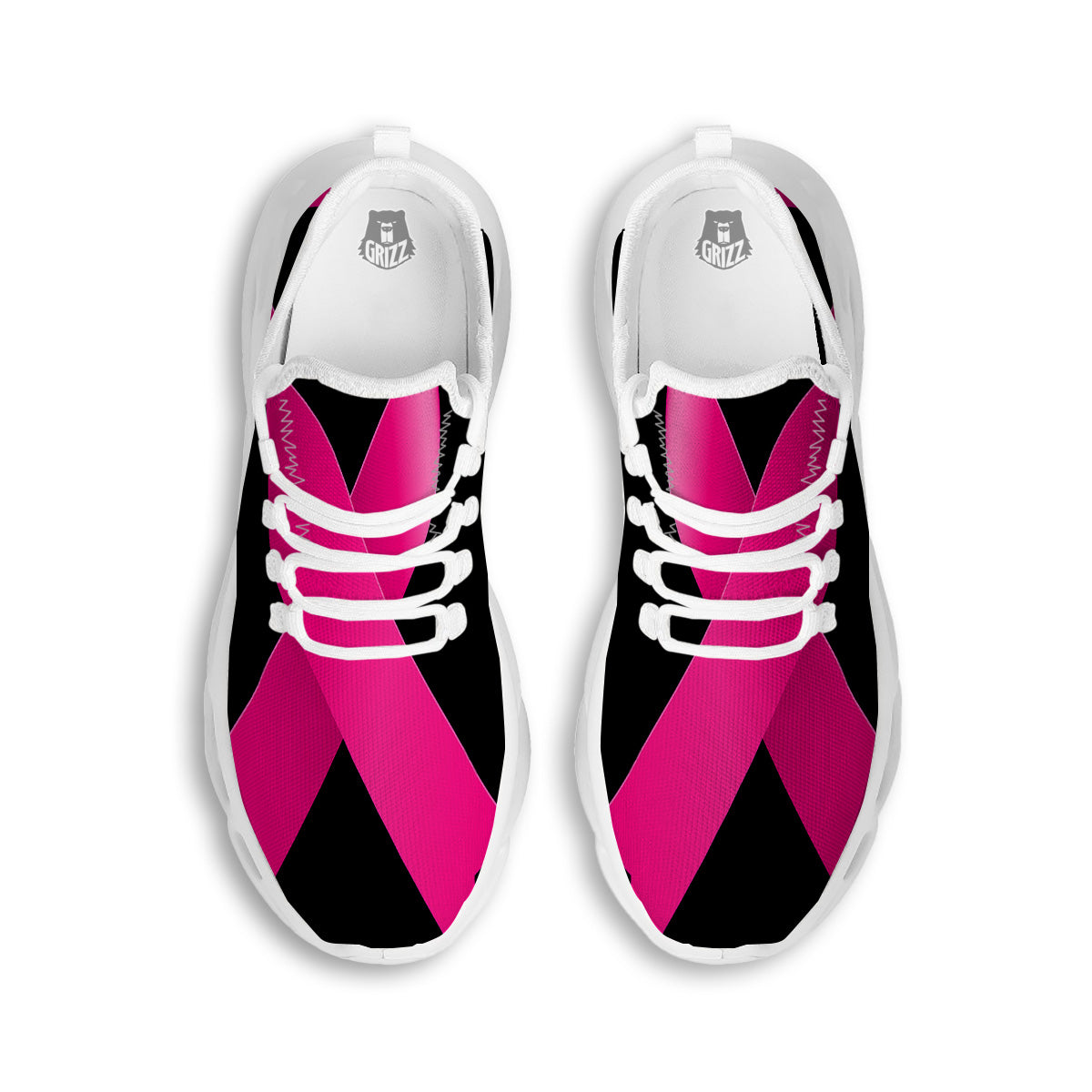Symbol Breast Cancer Awareness Print White Running Shoes-grizzshop