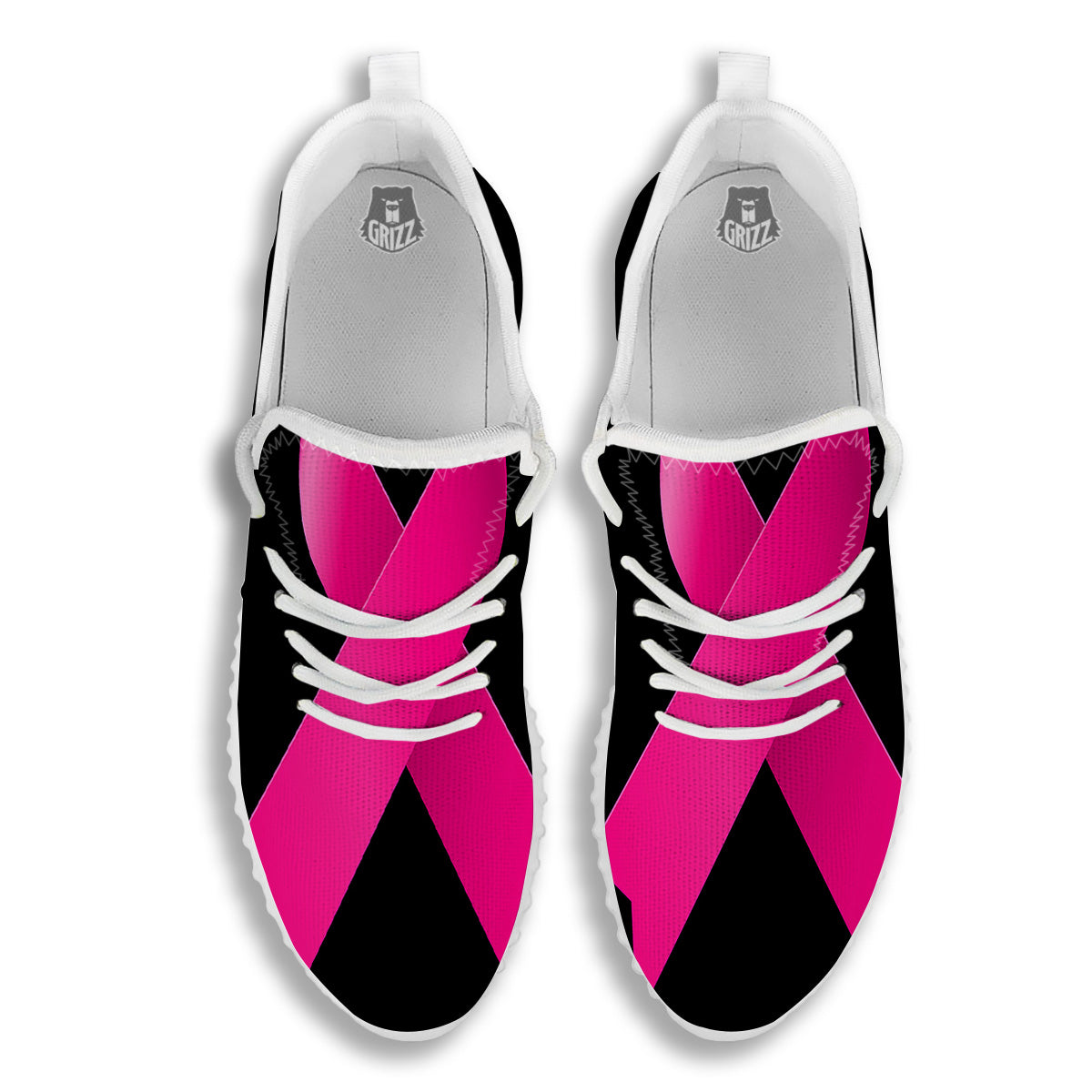 Symbol Breast Cancer Awareness Print White Walking Shoes-grizzshop