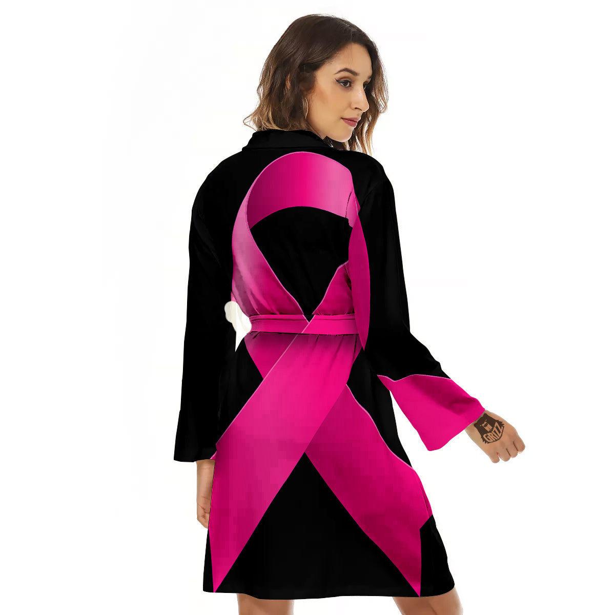 Symbol Breast Cancer Awareness Print Women's Robe-grizzshop