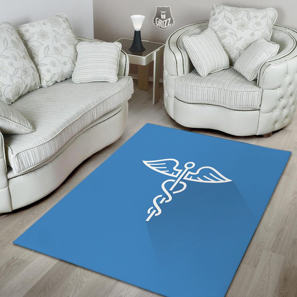 Symbol Caduceus Print Floor Mat-grizzshop
