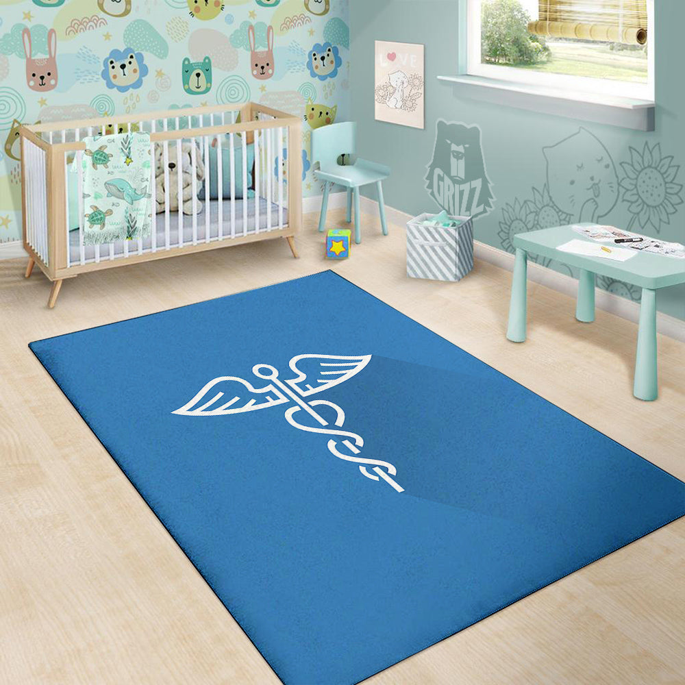 Symbol Caduceus Print Floor Mat-grizzshop